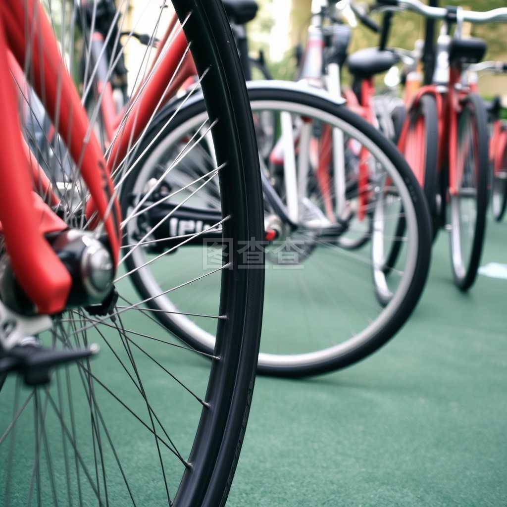 一組自行車的車輪細(xì)節(jié)
